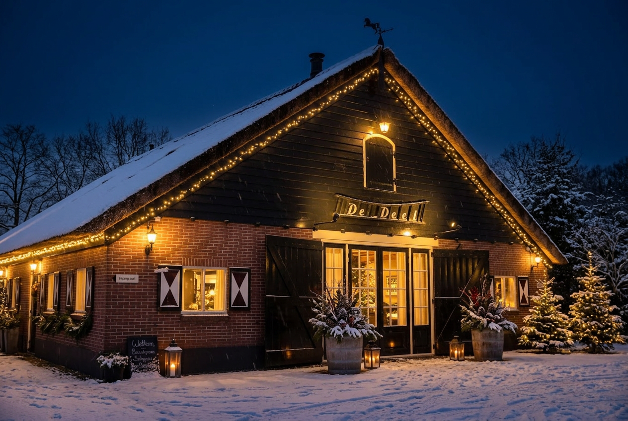 De Deel in Eemnes op een besneeuwde winteravond